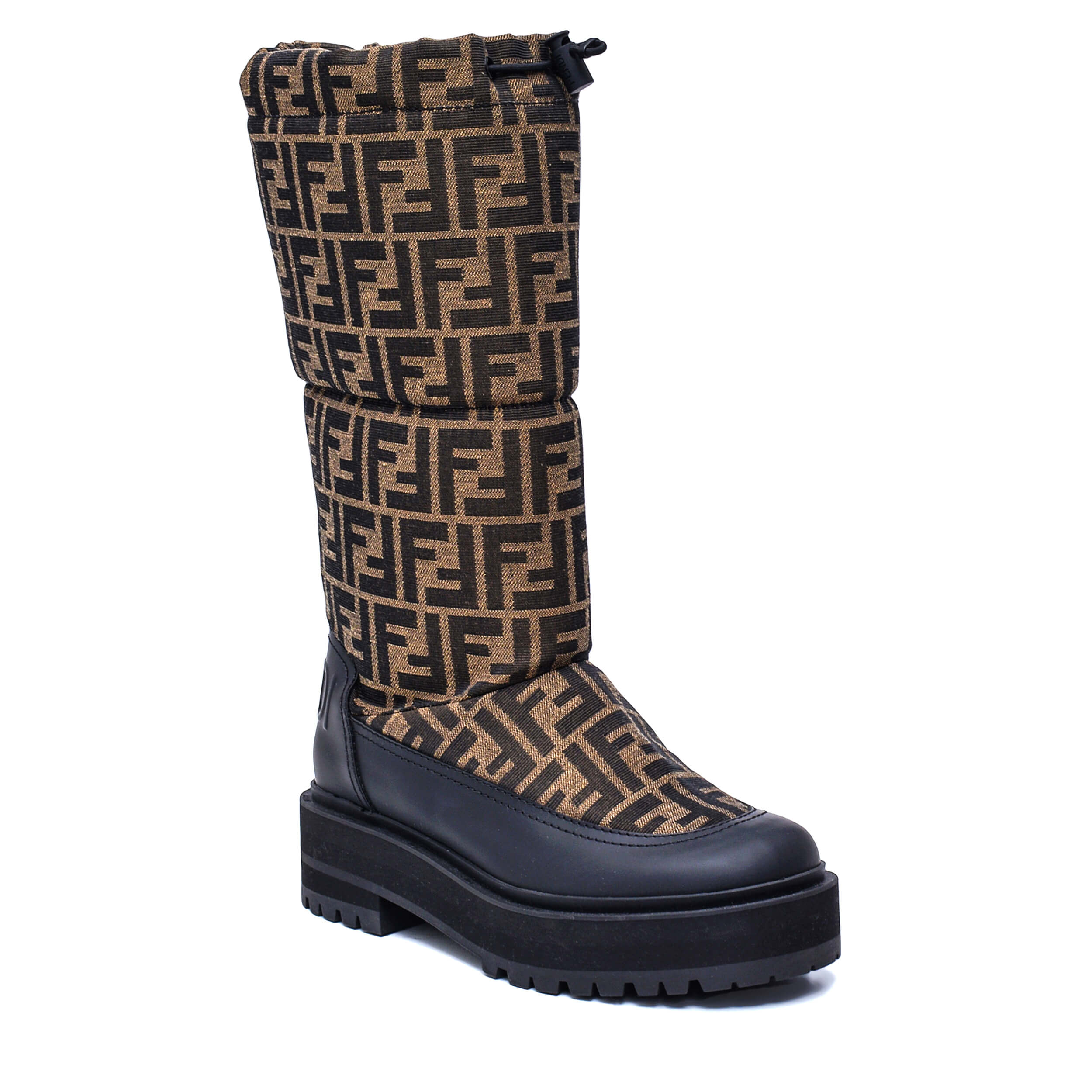 Fendi - Brown & Black Signature FF Monogram Padded Boots / 38